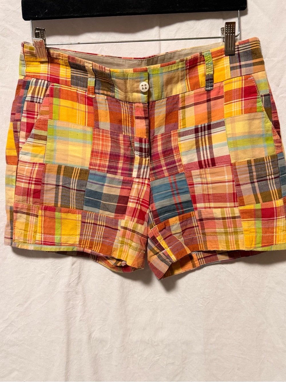 Talbots Multicolor Plaid Cotton Shorts - Bright Madras Check - Picture 8 of 8